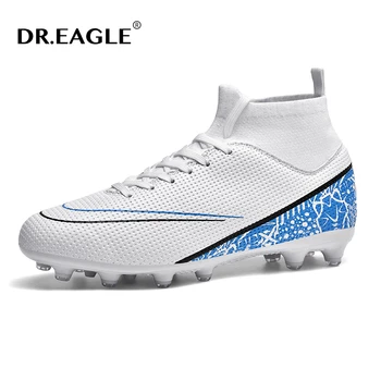 Профессиональная футбольная обувь DR.EAGLE унисекс, детские нескользящие футбольные бутсы с высокими щиколотками, уличные травяные бутсы FG / TF, мужские футбольные бутсы