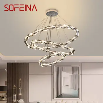 Современная хрустальная люстра SOFEINA со светодиодной подсветкой, Роскошные кольца, подвесной светильник, домашний декор для гостиной, столовой, спальни