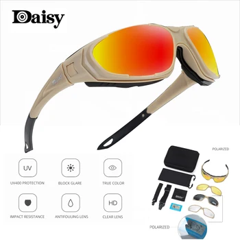 Армейские очки с 4 линзами Daisy, спортивные солнцезащитные очки для охоты с защитой от ультрафиолета, Унисекс, военные, походные, тактические, CS, пуленепробиваемые очки