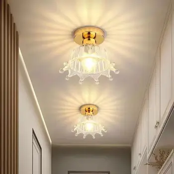 Простой потолочный светильник для гостиной, потолочные светильники для помещений, лампа E27, светодиодные лампы, потолочный светильник со стеклянным абажуром, потолочное освещение со светодиодной подсветкой
