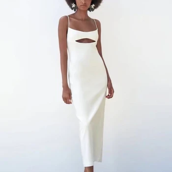 2023 Летнее Новое сексуальное женское платье с открытой спиной и бюстом, летнее платье на бретельках с V-образным вырезом, тонкое обтягивающее мини-женское платье