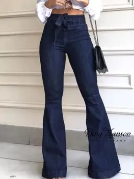 2023 Летние джинсы с высокой талией и широкими штанинами, брендовые женские джинсы-бойфренды, джинсовые Обтягивающие женские винтажные расклешенные джинсы, брюки размера Плюс 2XL