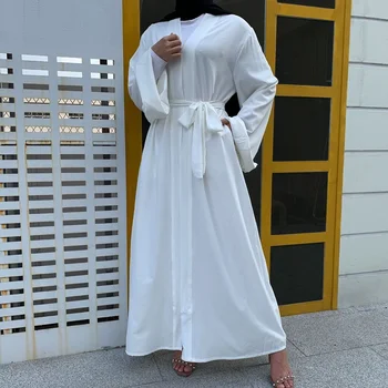 Однотонный Открытый Кафтан Дубай Абая Турция Кимоно Кардиган Халат Мусульманский Хиджаб Платье Рамадан Абаи для Женщин Кафтан Исламская Одежда
