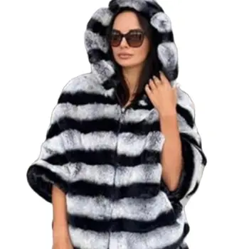 Пальто и куртки из натурального меха кролика Рекс, женские Зимние пальто-пончо больших размеров из натурального меха кролика, топ с рукавами 
