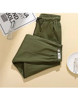 DIMANAF 2023, Большие размеры, Весенние женские брюки, Модные Свободные женские брюки в стиле пэчворк, Повседневный стиль, Полосатые Женские брюки, Брюки зеленого цвета 4XL