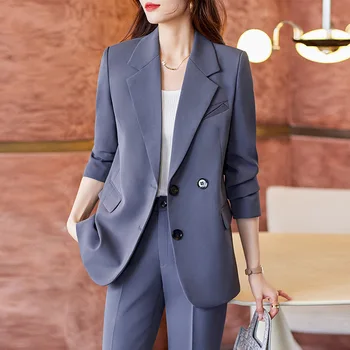 Серый пиджак Женский маленький 2023 Новый высококачественный уличный костюм для отдыха Goddess Temperament Деловой костюм