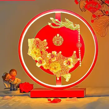 Креативная Китайская Ветряная настольная лампа Для свадьбы, Освещение в комнате, атмосфера домашнего декора, Настольные лампы, Вечногорящие лампы