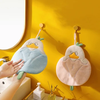 Подвесное детское полотенце для рук в форме утки из кораллового бархата, высококачественное, не линяющее, дышащее, благоприятное для кожи, кухонные полотенца для ванной комнаты