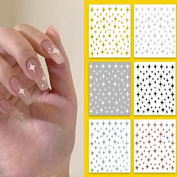 3D наклейки для ногтей в виде звезд, наклейки для ногтей, роскошные принадлежности для нейл-арта, самоклеящиеся дизайнерские наклейки для ногтей, наклейки для ногтей в виде четырехконечной звезды