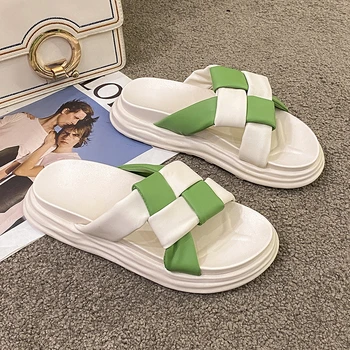 Летние женские тапочки с открытым носком на плоской подошве, улучшающие пляжную обувь, женские повседневные сандалии Zapatillas Mujer, женские уличные сандалии