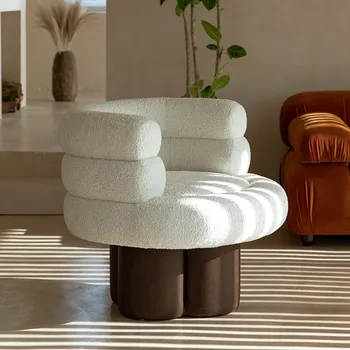 JOYLIVE Nordic Small Apartment Чистая Бархатная ткань красного ягненка, подходящая по цвету к односпальному дивану-креслу Простая современная мебель для односпального дивана