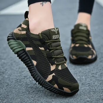 Модные камуфляжные кроссовки, женская летняя дышащая повседневная обувь, мужские армейские легкие кроссовки зеленого цвета, обувь для влюбленных
