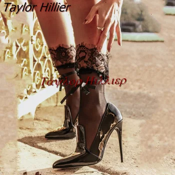 Пикантные черные туфли-лодочки из блестящей кожи, женские туфли на тонком каблуке с острым носком, высококачественные туфли на высоком каблуке для вечеринок в ночном клубе, 46 Женская обувь