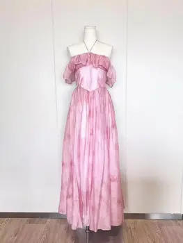 новое женское платье 2023 года, высококачественное элегантное праздничное длинное платье с баской, пляжное платье