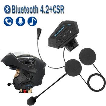 Bluetooth 4.2 Шлем Гарнитура Беспроводной Громкой Связи Телефонный Комплект Мотоцикл Водонепроницаемые Наушники MP3 Музыкальный Плеер Динамик для moto