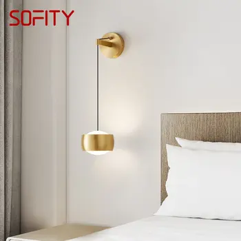 Современный латунный светильник TEMAR, настенный светодиодный, 3 цвета, Креативная простота, Золотой интерьер, прикроватное бра для спальни