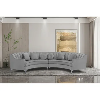 Секционный диван, изогнутый симметричный диван для гостиной, современный простой дизайн, включая 2 кушетки, большого размера, полукруглой формы