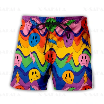 Психоделические красочные шорты для плавания в стиле хиппи, летние шорты для пляжного отдыха, мужские плавательные пляжные штаны, спортивные полуботинки-18