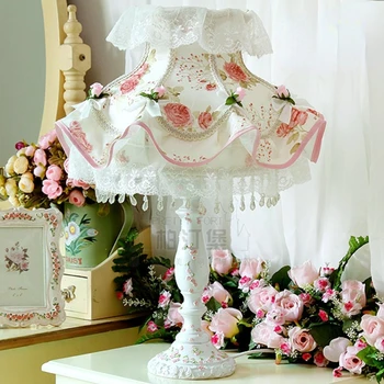 Настольная лампа Европейский стиль сад принцесса розовая роза ткань прикроватная тумбочка для спальни украшение прикроватной тумбочки для спальни лампа для спальни