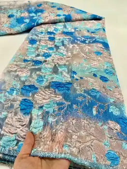 Голубая Нигерийская парча, Жаккардовая кружевная ткань, Французская кружевная ткань 2023, Высококачественная Африканская кружевная ткань для женской вечеринки