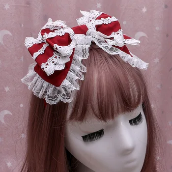Японская принцесса Милая девушка Кавайный головной убор Кружевная повязка на голову Заколка для волос Готическая Лолита KC Аксессуары для Хэллоуина