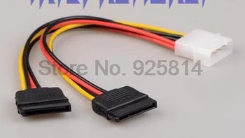 dhl или EMS 1000шт Разветвитель кабеля питания SATA Molex 4pin к Serial ATA 15pin x 2 Кабеля жесткого диска Male Female Y 15 см
