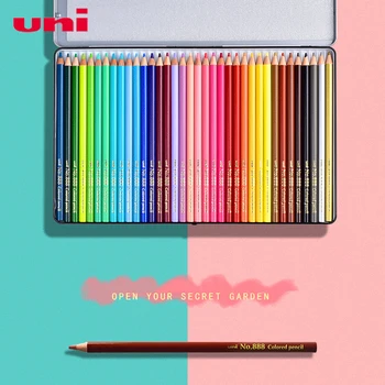 Uni 888 Color Pencil Classic, ограниченная серия, Маслянистый, 36 цветов, цветной свинцовый рисунок, Металлический набор для рисования, карандаш для рисования