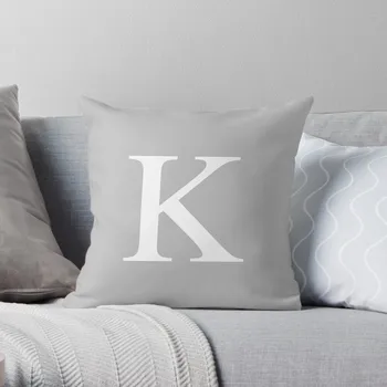 Серебристо-серая базовая подушка с монограммой K, чехлы для диванных подушек, Рождественская наволочка