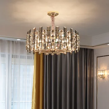 Подвесной светильник Роскошная Хрустальная гостиная в постмодернистском минималистичном стиле, столовая, спальня, Атмосферная люстра в гонконгском стиле