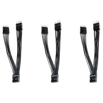 3X Материнская плата Аудио HD Удлинительный кабель 9Pin от 1 розетки до 2 розеток Y-образный кабель-разветвитель черный для ПК DIY 10 см