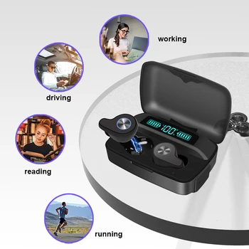 Наушники Bluetooth F7 / F9 TWS Беспроводные наушники 5.0 со звуком Hi-Fi, стереогарнитура с двойным динамическим драйвером, водонепроницаемые спортивные наушники