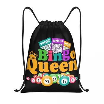 Изготовленная на заказ сумка для любителей игр Bingo Queen на шнурке для тренировок, рюкзаки для йоги, Женская Мужская спортивная сумка для спортзала, рюкзак для спортзала