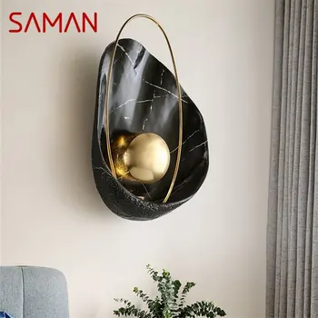 Креативный настенный светильник SAMAN Nordic, бра, современная светодиодная лампа с жемчужным абажуром, светильники для дома, гостиной