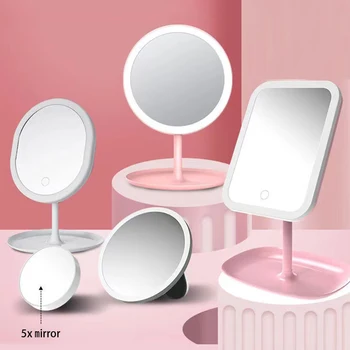 Зеркало для макияжа со светодиодной подсветкой, USB 5x зеркал, Портативный съемный стол, туалетный столик, Регулируемая прямая поставка Tricolor HD