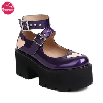 Женские туфли-лодочки на платформе с ремешком на щиколотке, туфли Мэри Джейн, Туфли в стиле 