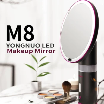 YONGNUO LED Зеркало Для Макияжа M8 Со Светодиодной Лампой Настольное Вращающееся Косметическое Зеркало с Регулируемым Затемнением Света с Адаптером Питания
