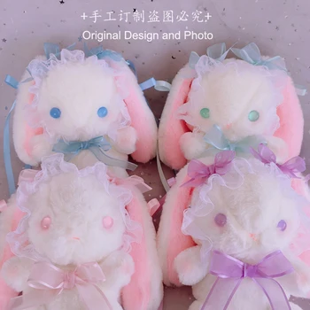 Сумка-кролик ручной работы в стиле Лолиты, сумка-медведь, японская мягкая плюшевая сумка для девочек, сумка-мессенджер с опущенными ушами, сумка-кролик