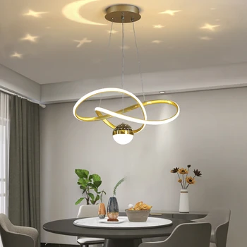Современная светодиодная потолочная люстра С круглым кольцом Для гостиной, спальни, столовой, домашнего внутреннего освещения, декоративной люстры